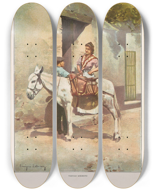 Triptych art skateboard deck of Miguel Segui Publisher Album Salon Pl40 by Miguel Segui (Publisher) (19-)