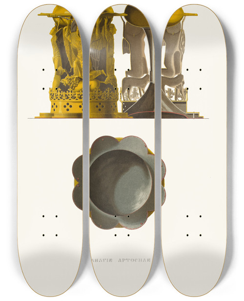 Triptych art skateboard deck of Fedor Grigoryevich Solntsev Panagiia Artosnaia V 12 Um Izobrazhenie 1 by Fedor Grigoryevich Solntsev (1801-1892)