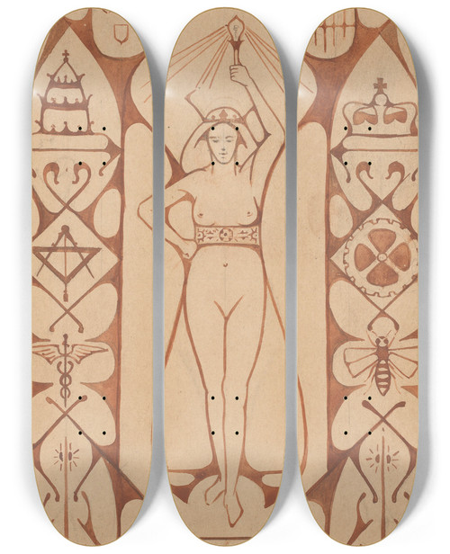 Triptych art skateboard deck of Reinier Willem Petrus De Vries Hc Rogge Ea De Negentiende Eeuw In Woord En Beeld by Reinier Willem Petrus De Vries (1874-1952)
