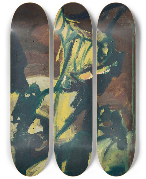 Triptych art skateboard deck of Jn Novk Sketch For A Composition by Jan Novak (1921-1944)