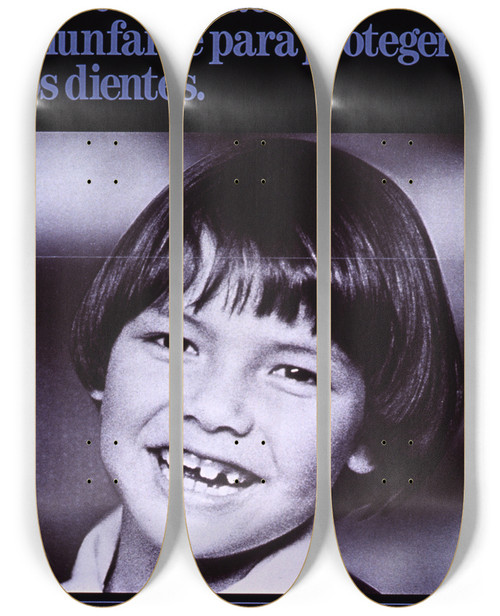 Triptych art skateboard deck of National Institutes Of Health Sellantes Y Fluoruros Una Combinacion Triunfante Para Proteger Los Dientes by National Institutes Of Health (1887)