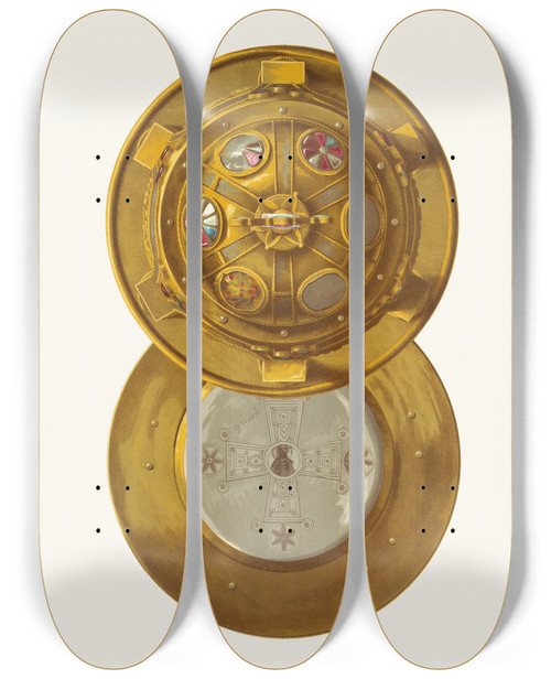Triptych art skateboard deck of Fedor Grigoryevich Solntsev Darokhranitelnitsa V 12 Um Izobrazhenie 2 by Fedor Grigoryevich Solntsev (1801-1892)