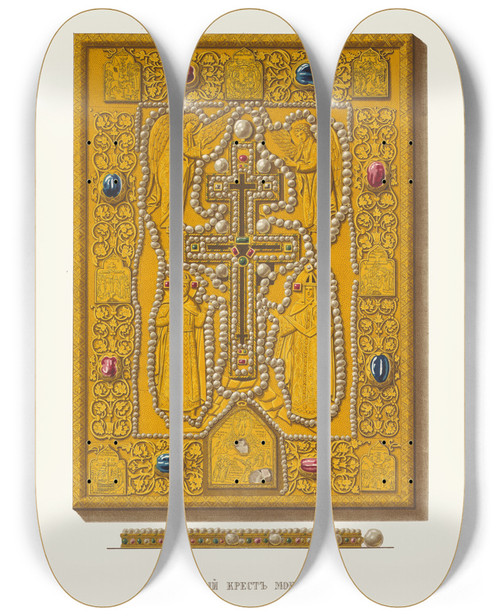 Triptych art skateboard deck of Fedor Grigoryevich Solntsev Napersnyi Krest Monomakhov by Fedor Grigoryevich Solntsev (1801-1892)