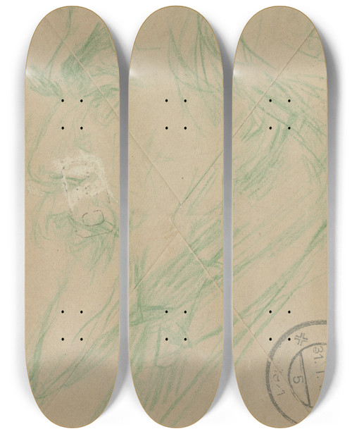Triptych art skateboard deck of Jan Veth Portret Van De Schilder Jan Toorop by Jan Veth (1864-1925)