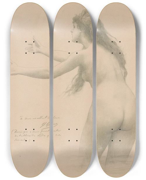 Triptych art skateboard deck of Jeanlon Grme Leda by Jean-Lon Grme (1824-1904)