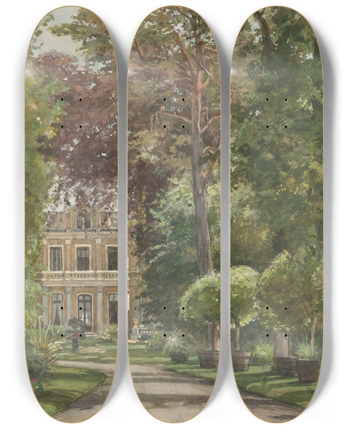 Triptych art skateboard deck of Ernst Witkamp Het Buiten Spaarnhout by Ernst Witkamp (1854-1897)