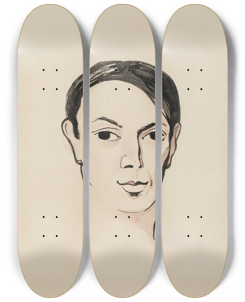Triptych art skateboard deck of Francis Picabia Portrait De Pablo Picasso by Francis Picabia (1879-1953)