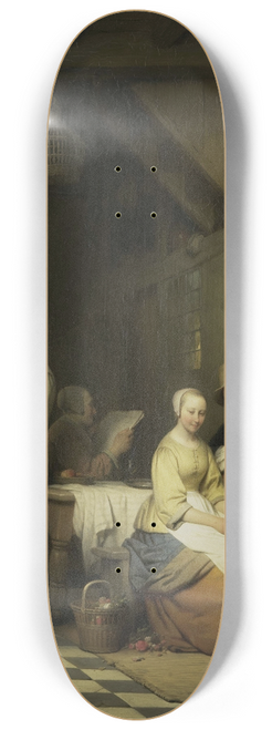 Ferdinand de Braekeleer - Interior of an Inn, with Figures in Seventeenth-Century Costume 8.25 inch art skate deck
