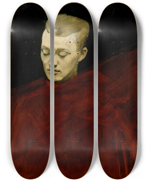 Triptych art skateboard deck of Magnus Enckell Head Bruno Aspelin by Magnus Enckell (1870-1925)