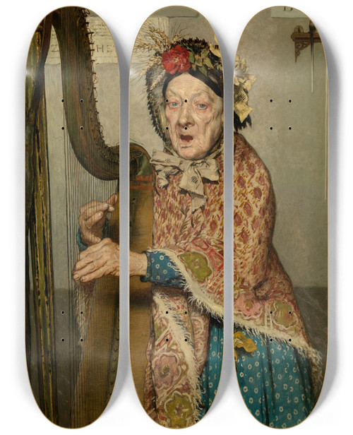 Triptych art skateboard deck of Jan Van Beers The Fallen Star by Jan Van Beers (1852-1927)