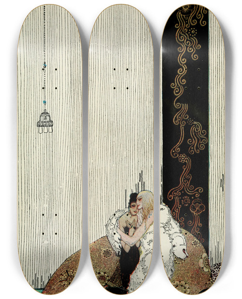 Triptych art skateboard deck of Kay Rasmus Nielsen East Of The Sun And West Of The Moon Pl 07 by Kay Rasmus Nielsen (1886-1957)
