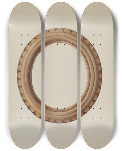 Triptych art skateboard deck of Fritz Boehmer Pottery Picture Frame by Fritz Boehmer