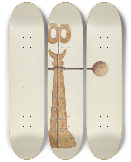 Triptych art skateboard deck of Harriette Gale Weather Vane by Harriette Gale