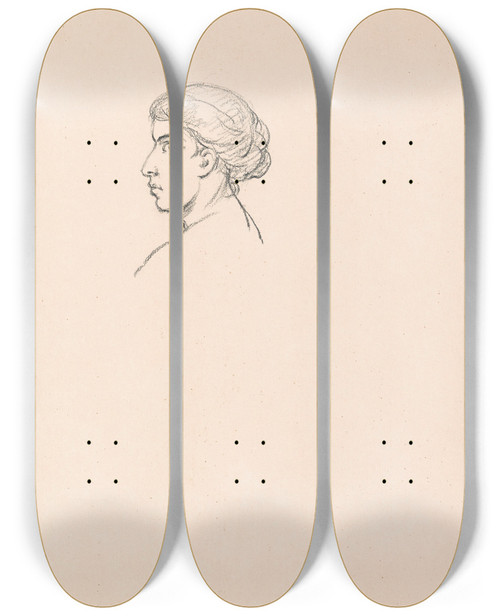 Triptych art skateboard deck of Nicaise De Keyser Portrait Of A Woman_29 by Nicaise De Keyser (1813-1887)