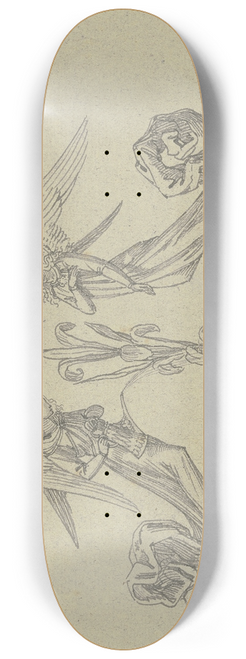 Ferdinand Fellner - Dekorativer Buchschmuck (zwei Engel mit Lilie) 8.25 inch art skate deck