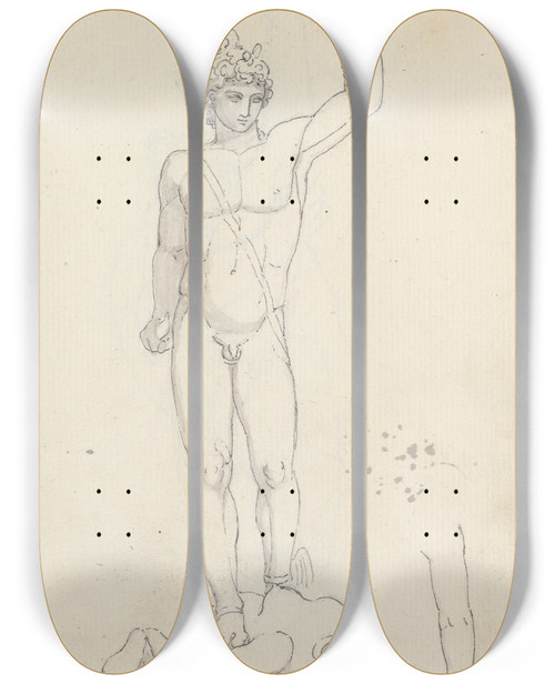 Triptych art skateboard deck of John Flaxman Perseus Loggia Dei Lanzi Florence by John Flaxman (1755-1826)