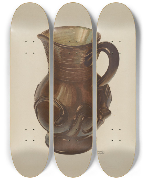 Triptych art skateboard deck of Beverly Chichester Pitcher_1 by Beverly Chichester (20-) Triptych art skateboard deck of Beverly Chichester Pitcher_1 by Beverly Chichester (20-)