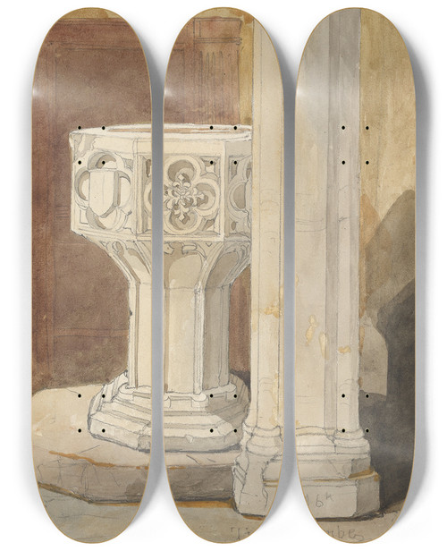 Triptych art skateboard deck of Rev James Bulwer One From A Volume Of Drawings And Prints_61 by Rev James Bulwer (1794-1879)