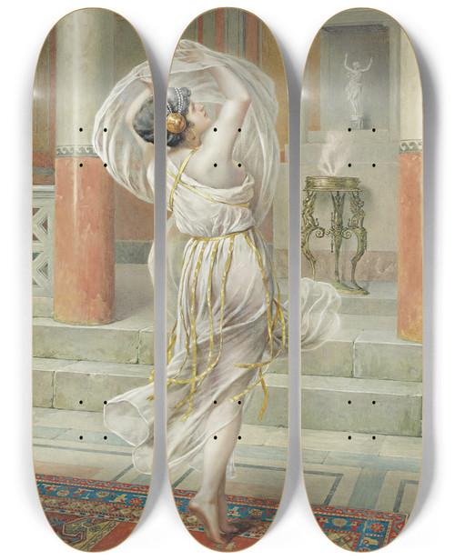 Triptych art skateboard deck of Francesco Ballesio The Dance by Francesco Ballesio (1860-1923)