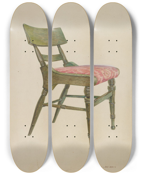 Triptych art skateboard deck of Samuel W Ford Samuel Chase Chair by Samuel W Ford