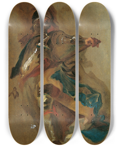 Triptych art skateboard deck of Franz Anton Maulbertsch Stehender Feldherr by Franz Anton Maulbertsch (1724-1796)