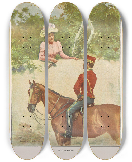 Triptych art skateboard deck of Miguel Segui Publisher Album Salon Pl08 by Miguel Segui (Publisher) (19-)