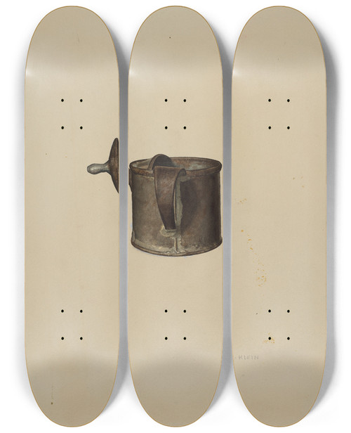 Triptych art skateboard deck of Samuel O Klein Nursing Bottle by Samuel O Klein