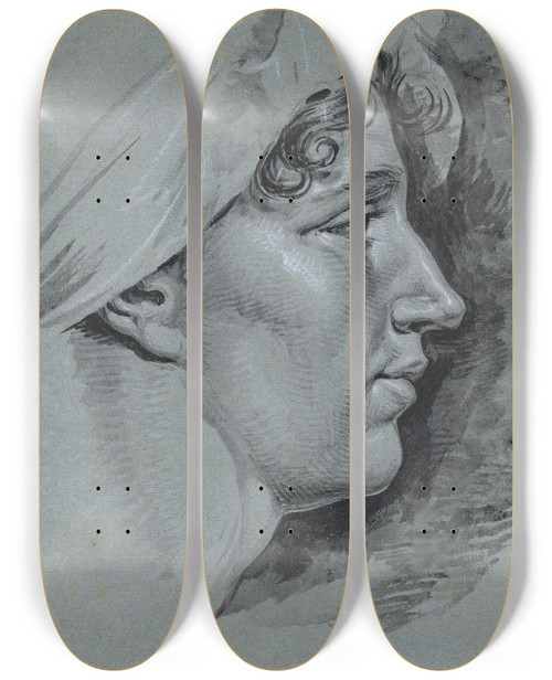 Triptych art skateboard deck of David Humbert De Superville Mietje Brinkman En Profil Naar Rechts by David Humbert De Superville (1770-1849)