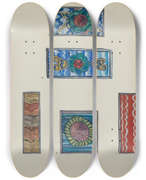 Triptych art skateboard deck of E Boyd Panels From Tin Frames And Nichos by E Boyd (20-)