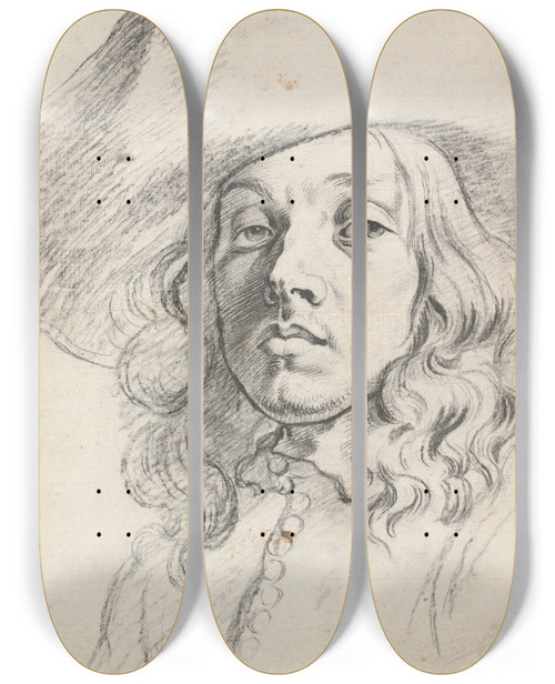 Triptych art skateboard deck of Michael Sweerts Jan Van Den Enden by Michael Sweerts (1618-1664)