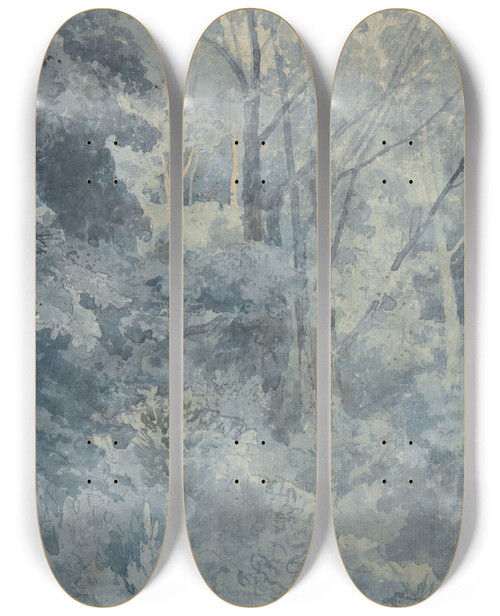 Triptych art skateboard deck of John Sell Cotman In Rokeby Park by John Sell Cotman (1782-1842)