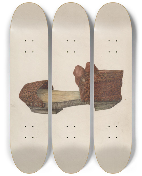 Triptych art skateboard deck of William Kieckhofel Womans Sandal by William Kieckhofel (20-)