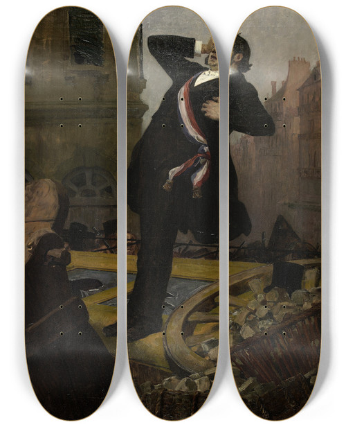 Triptych art skateboard deck of Jeanpaul Laurens Mort Du Dput Alphonse Baudin Le 3 Dcembre 1851 by Jean-Paul Laurens (1838-1921)