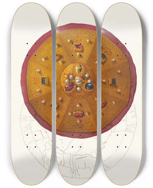 Triptych art skateboard deck of Fedor Grigoryevich Solntsev Verkh Shapki Monomakhovoi Izobrazhenie 2 by Fedor Grigoryevich Solntsev (1801-1892)