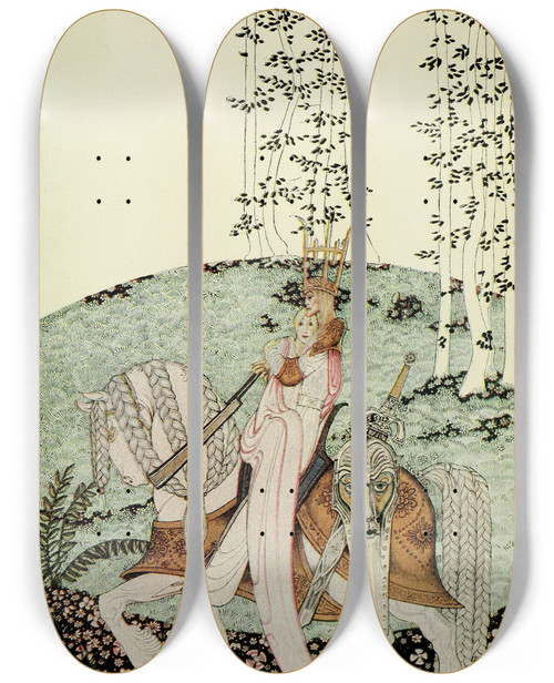 Triptych art skateboard deck of Kay Rasmus Nielsen East Of The Sun And West Of The Moon Pl 10 by Kay Rasmus Nielsen (1886-1957)