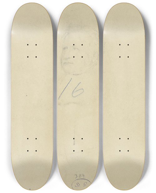 Triptych art skateboard deck of Johann Heinrich Hasselhorst Bildnis Heinrich Carl Alexander Pagenstecher_1 by Johann Heinrich Hasselhorst (1825-1904)