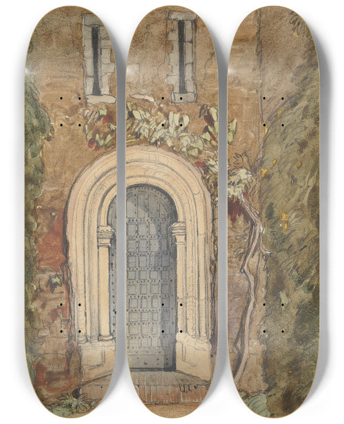 Triptych art skateboard deck of Rev James Bulwer One From A Volume Of Drawings And Prints_9 by Rev James Bulwer (1794-1879)