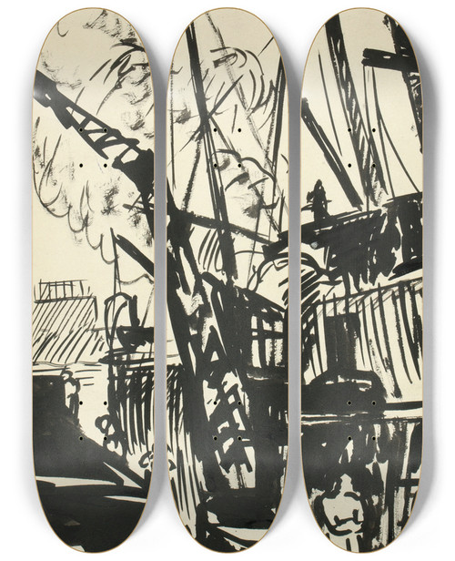 Triptych art skateboard deck of Henry Lyman Saen Untitled V by Henry Lyman Saen (1875-1918)