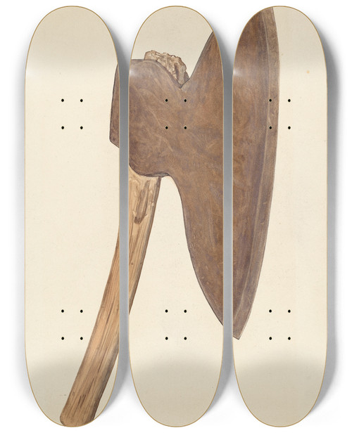 Triptych art skateboard deck of Glenn Wilson Pioneeer Broad Axe by Glenn Wilson