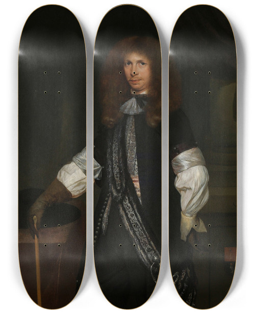 Triptych art skateboard deck of Gerard Ter Borch Jacob De Graeff 164290 In The Uniform Of An Officer by Gerard Ter Borch (1617-1681)