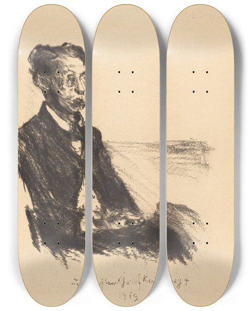 Triptych art skateboard deck of Lovis Corinth Count Keyserling Bildnis Des Grafen Keyserling by Lovis Corinth (1858-1925)