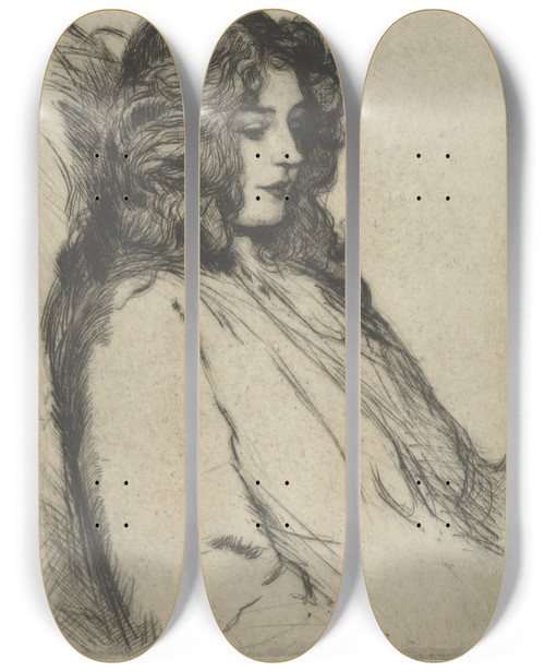 Triptych art skateboard deck of Ernest Haskell Retrospection by Ernest Haskell (1876-1925)
