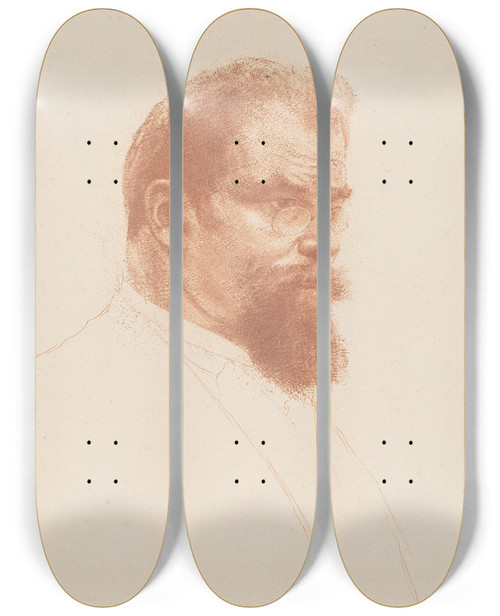 Triptych art skateboard deck of Emil Orlik Max Klinger by Emil Orlik (1870-1932)