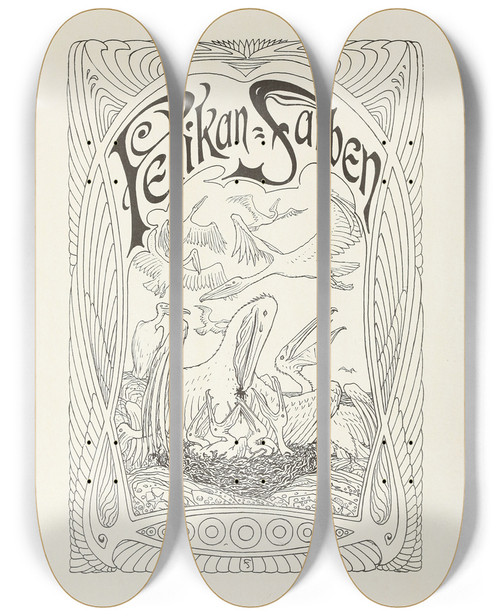 Triptych art skateboard deck of Fidus Fidusserie Zwolf Illustrationen Pl01 by Fidus (1868-1948)