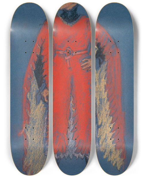 Triptych art skateboard deck of Edwin Austin Abbey Willoughby Costume Sketch For Henry Irvings Planned Production Of King Richard Ii_2 by Edwin Austin Abbey (1852-1911)
