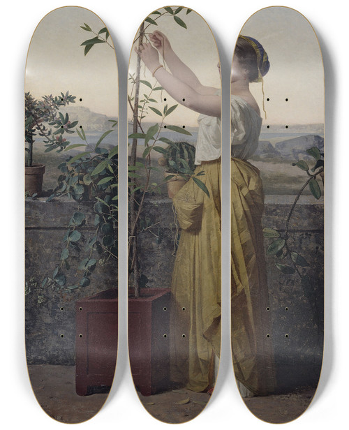 Triptych art skateboard deck of Jeanlouis Hamon Tutelle by Jean Louis Hamon (1821-1874)