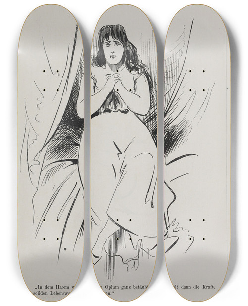 Triptych art skateboard deck of Karel Klic Bilderbuch Fur Hagestolze Pl073 by Karel Klic (1841-1926)