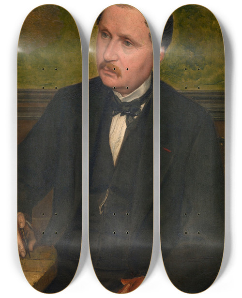 Triptych art skateboard deck of Jan August Hendrik Leys Alphonse Balat The Architect by Jan August Hendrik Leys (1815-1869)