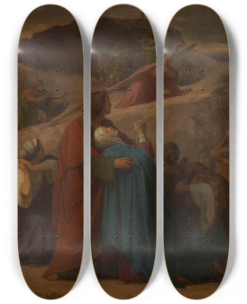 Triptych art skateboard deck of Mile Signol Jsus Portant Sa Croix La Vierge Sur Le Chemin Du Calvaire by mile Signol (1804-1892)