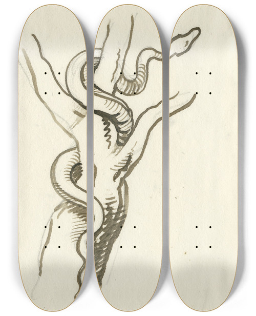 Triptych art skateboard deck of Otto Howen Gezicht In De Pyrenn_1 by Otto Howen (1774-1848)